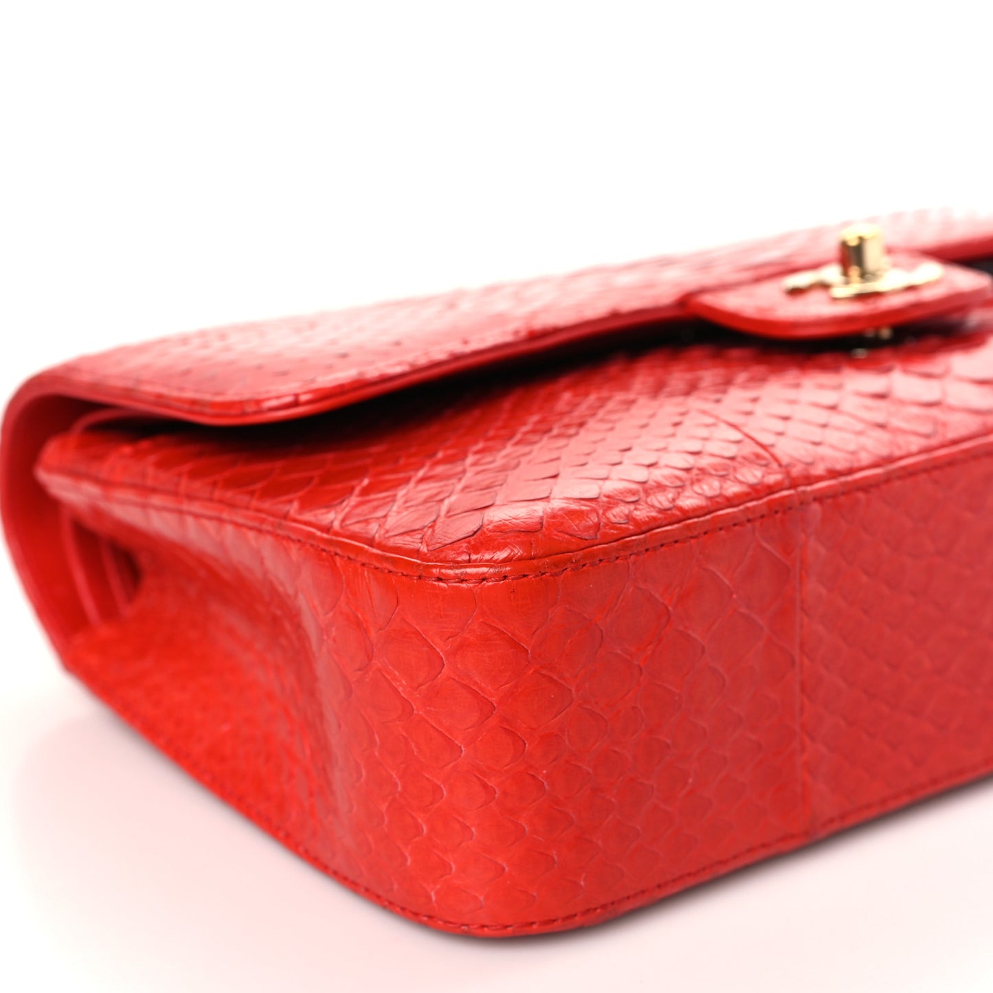 Snakeskin Medium Double Flap Red