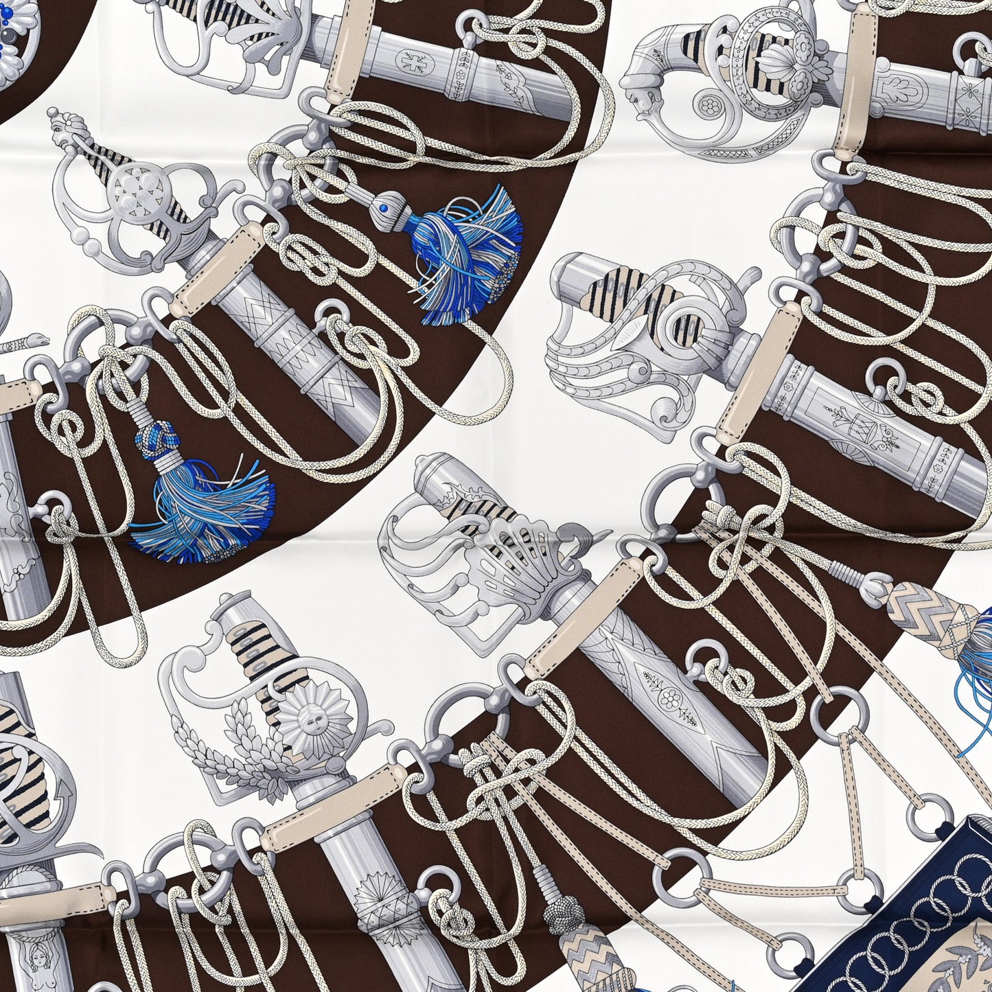 Silk Cliquetis Scarf 90 White Marine Ebene