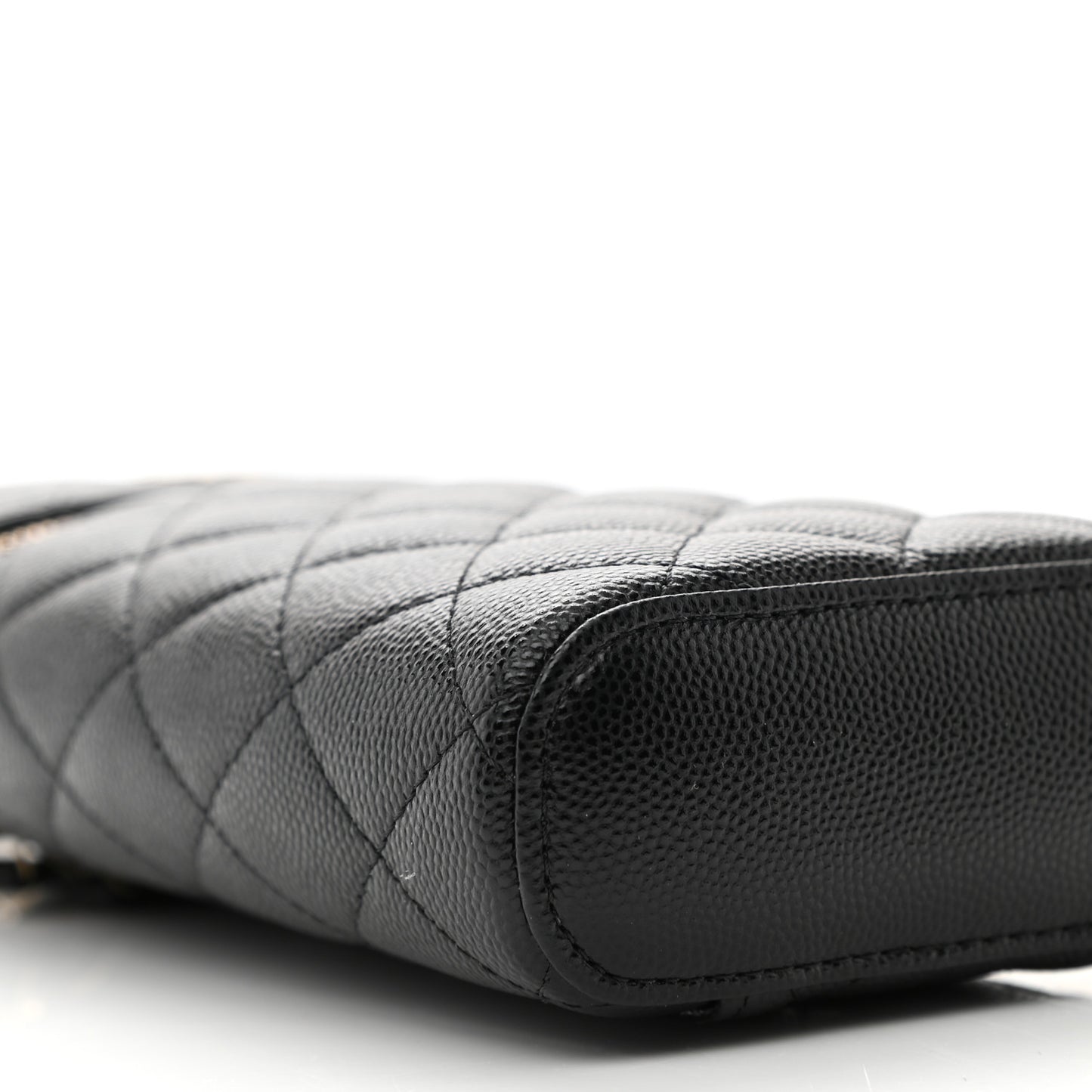 Caviar Quilted Phone Holder With Chain Black
