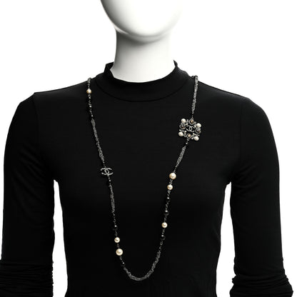 Chanel Pearl Bead Enamel CC Baroque Long Necklace Black Gold 2 of 6