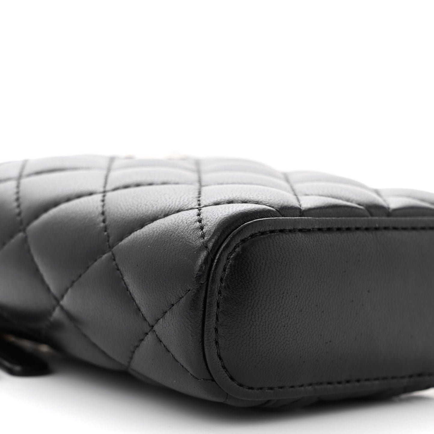 Lambskin Quilted Small Vertical Coco Beauty Vanity Case With Chain Black