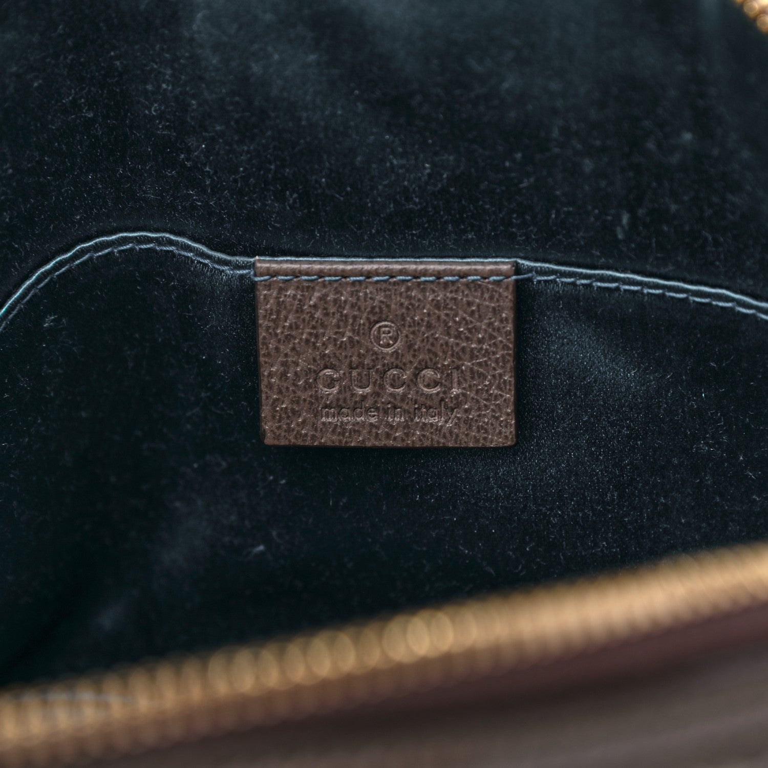 Gucci GG Supreme Monogram Textured Dollar Calfskin Web Small Ophidia Dome Shoulder Bag Beige Ebony New Acero 6 of 10