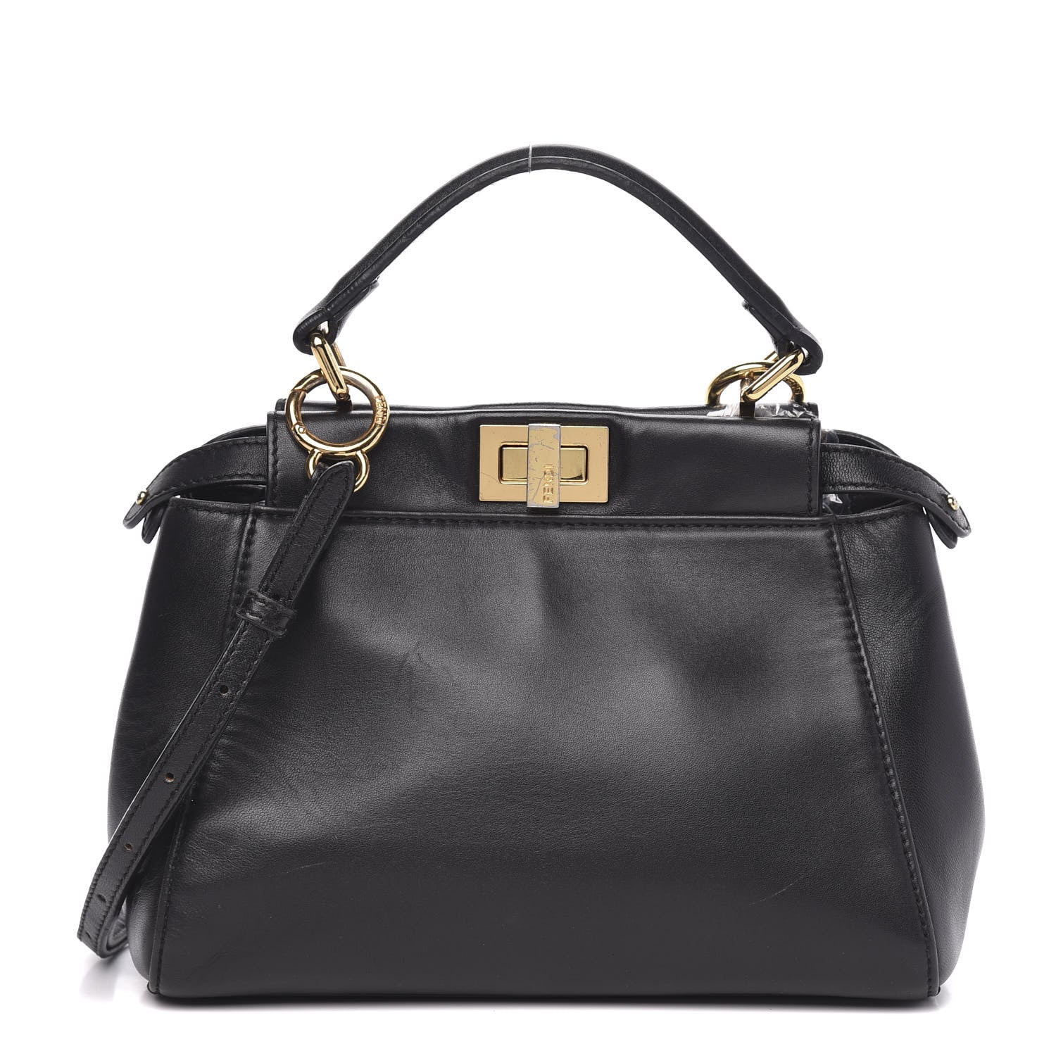 Fendi Nappa Mini Peekaboo Iconic Satchel Black 1 of 14