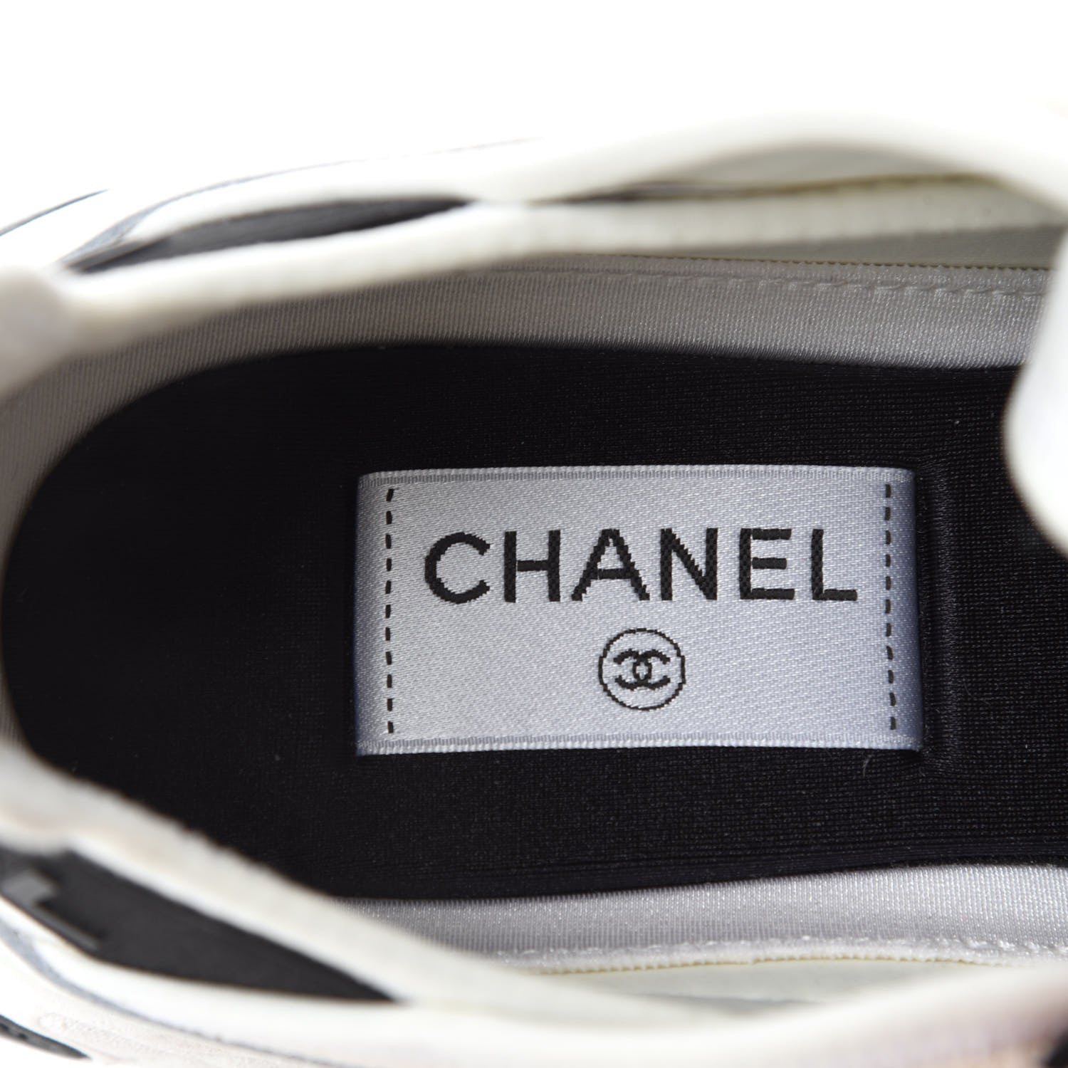 Chanel Velvet Calfskin Mixed Fibers CC Sneakers 38 Ivory Black 9 of 11