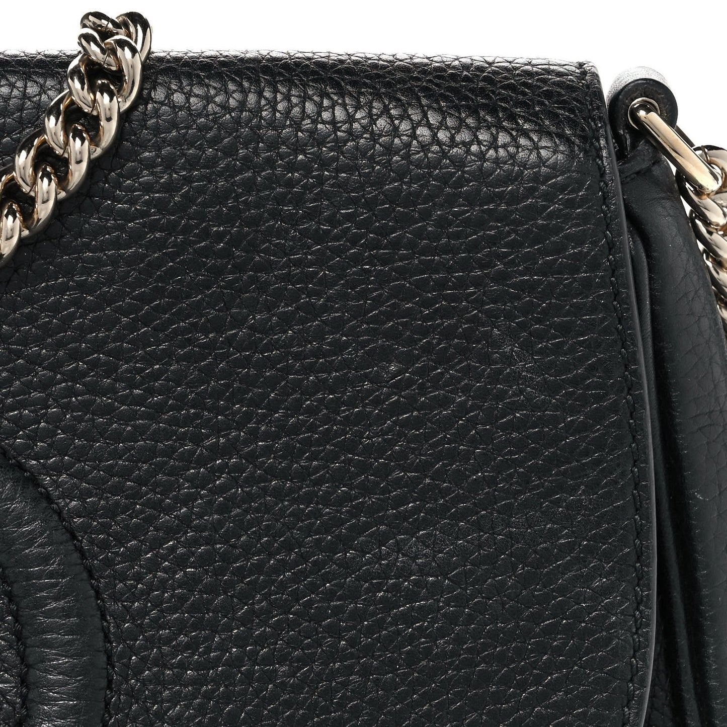 Pebbled Calfskin Medium Soho Flap Crossbody Black