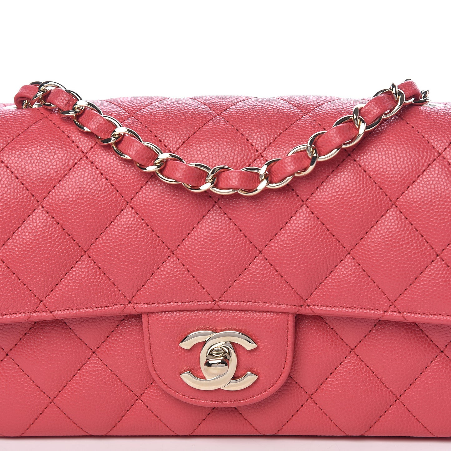 Caviar Quilted Mini Rectangular Flap Dark Pink