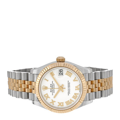 Rolex Stainless Steel 18K Yellow Gold 31mm Oyster Perpetual Datejust Watch White Roman 278273 2 of 5