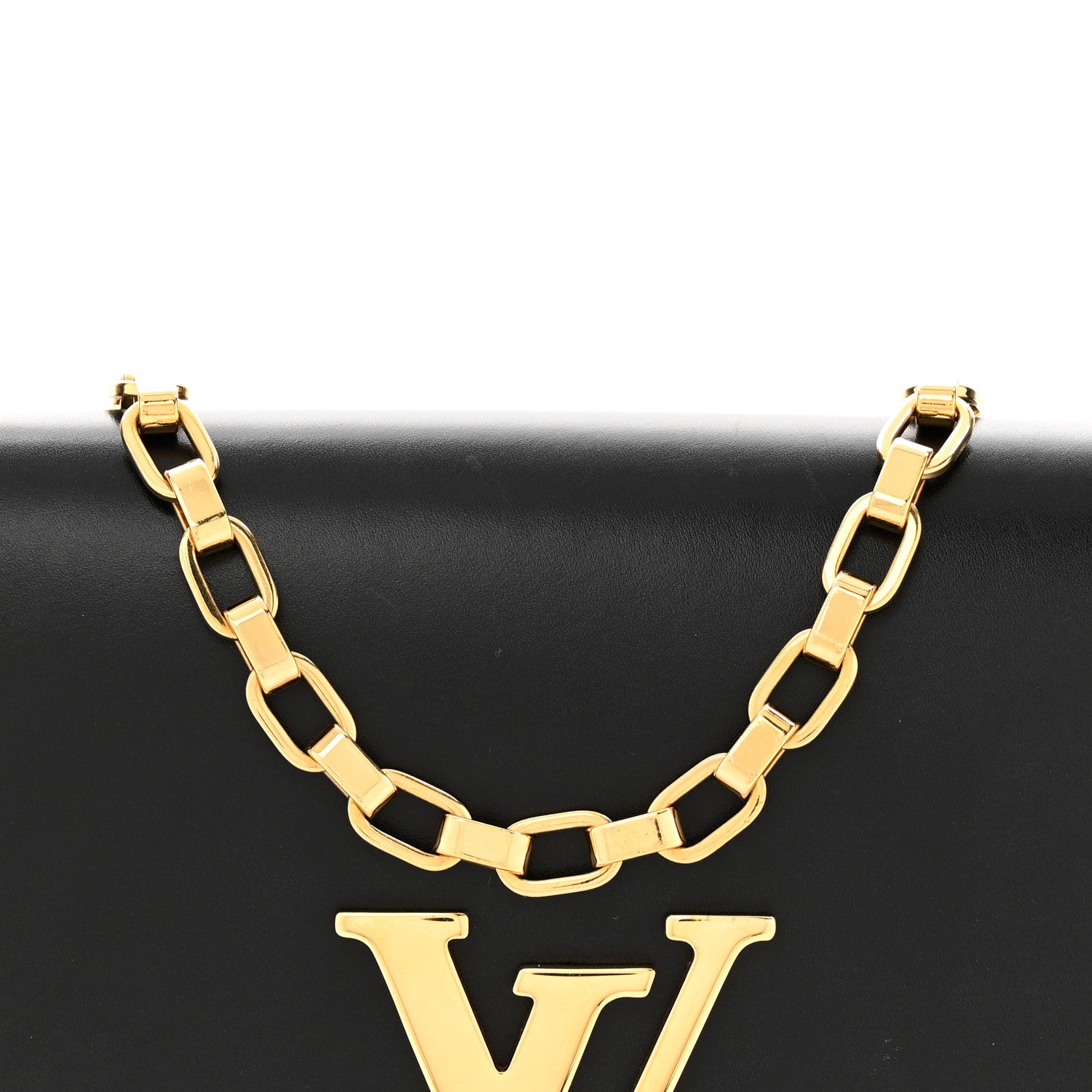 Louis Vuitton Calfskin Chain Louise MM Black 7 of 13
