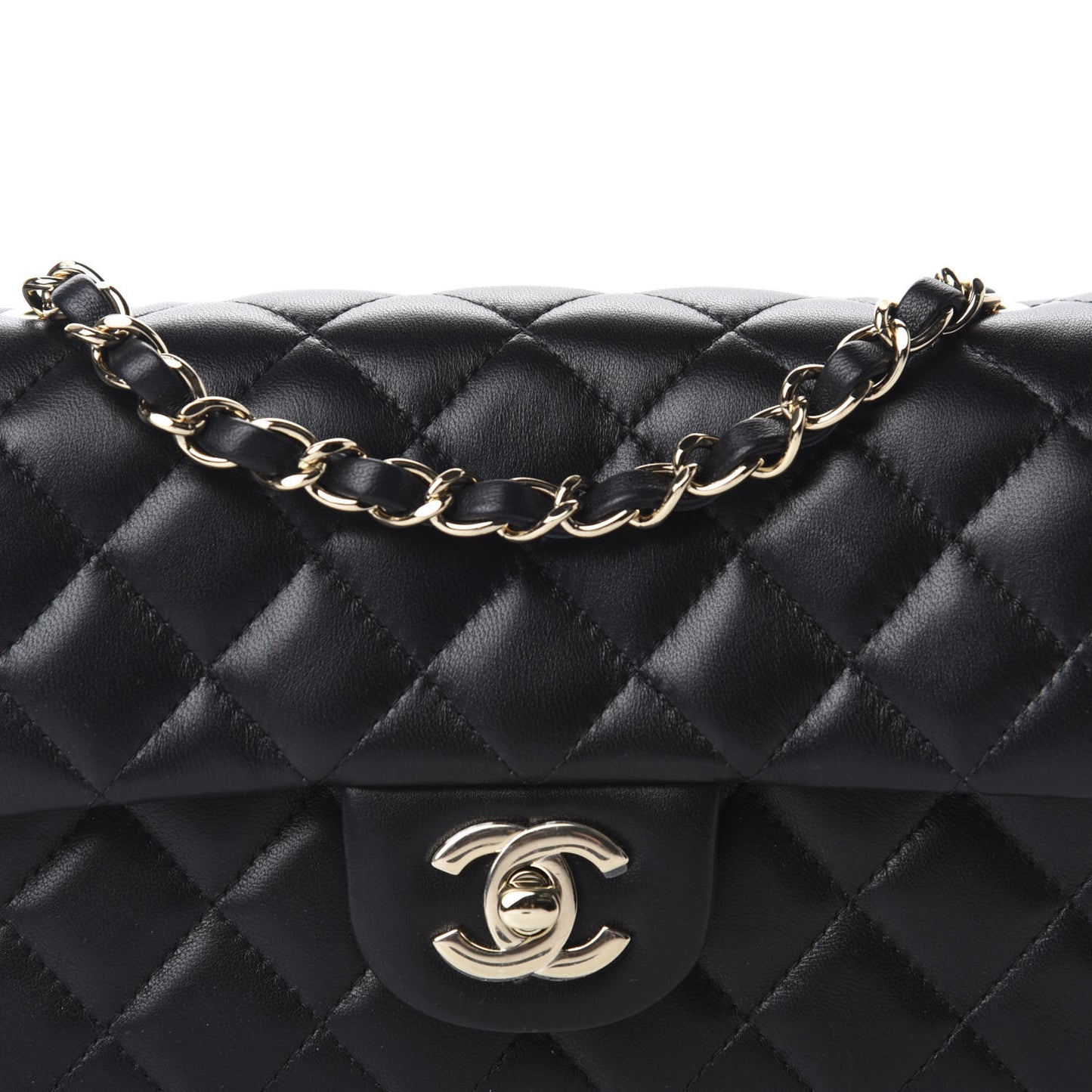 Lambskin Quilted Mini Rectangular Flap Black