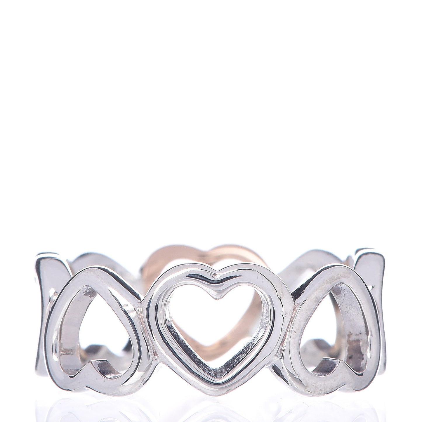 Sterling Silver 18K Rose Gold Hearts Eternity Band Ring 49 4.75