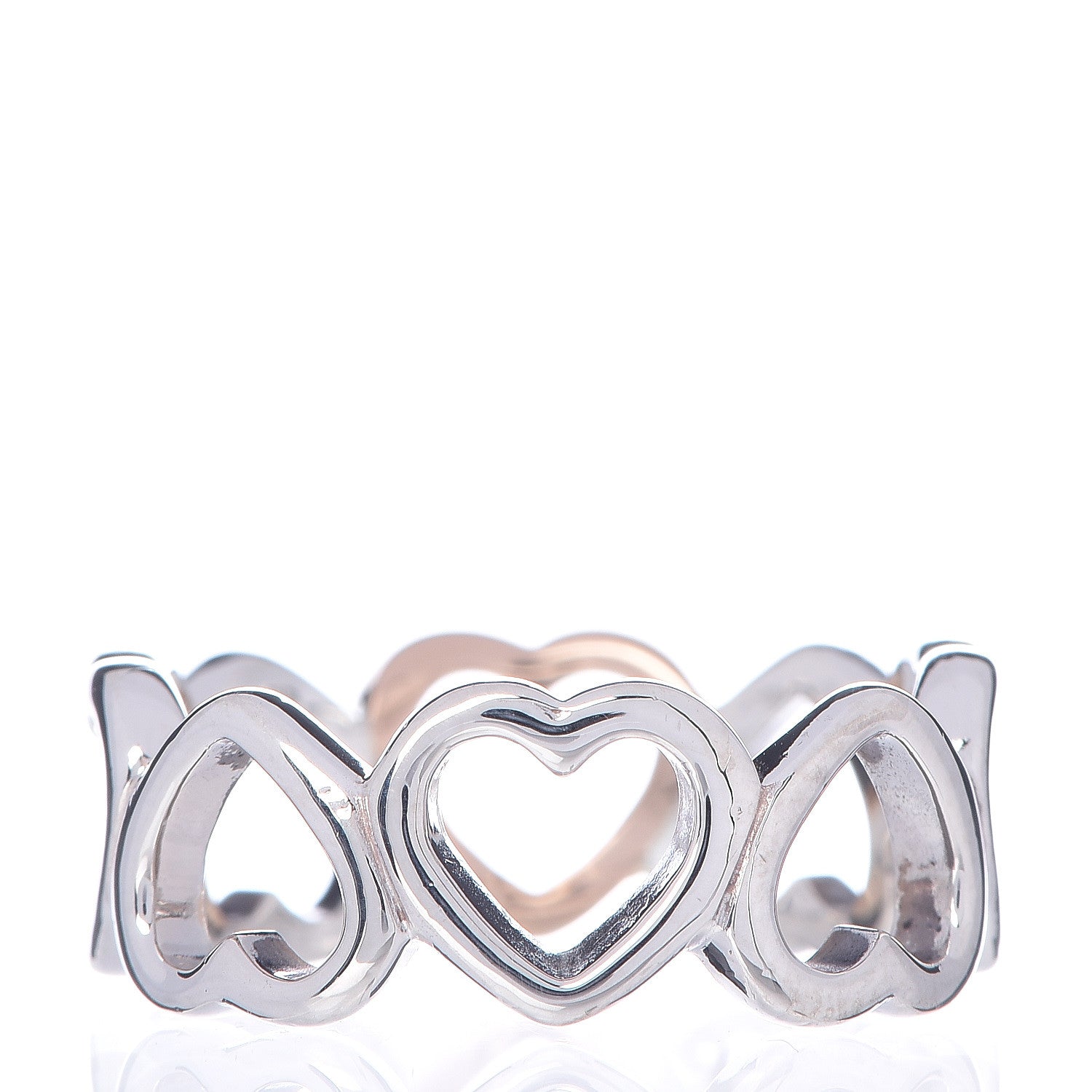 Tiffany Sterling Silver 18K Rose Gold Hearts Eternity Band Ring 49 4.75 4 of 6