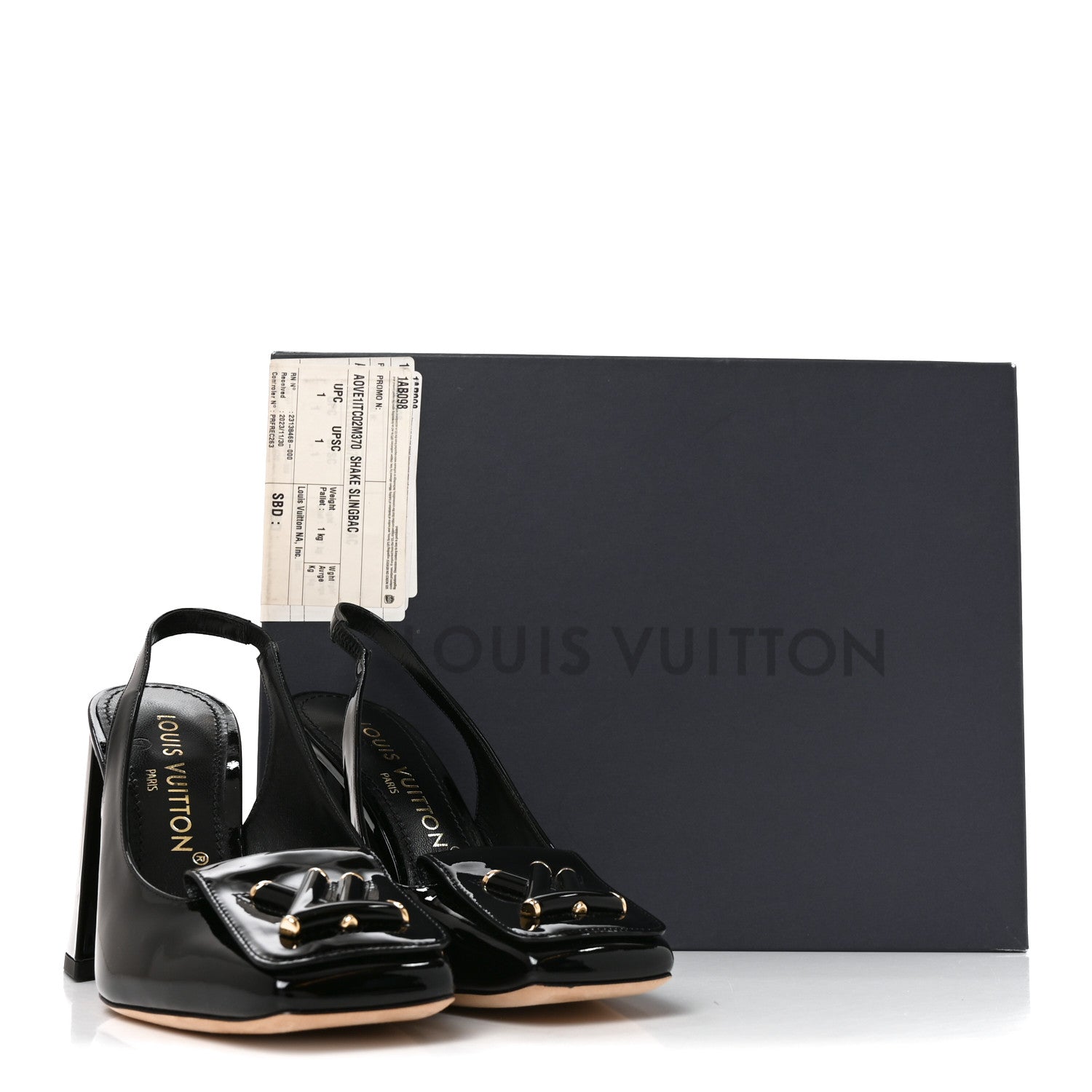 Louis Vuitton Patent Calfskin Shake Slingback Pumps 37 Black 10 of 10