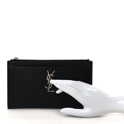 Saint Laurent Smooth Calfskin Monogram Zip Bill Pouch Black 2 of 8