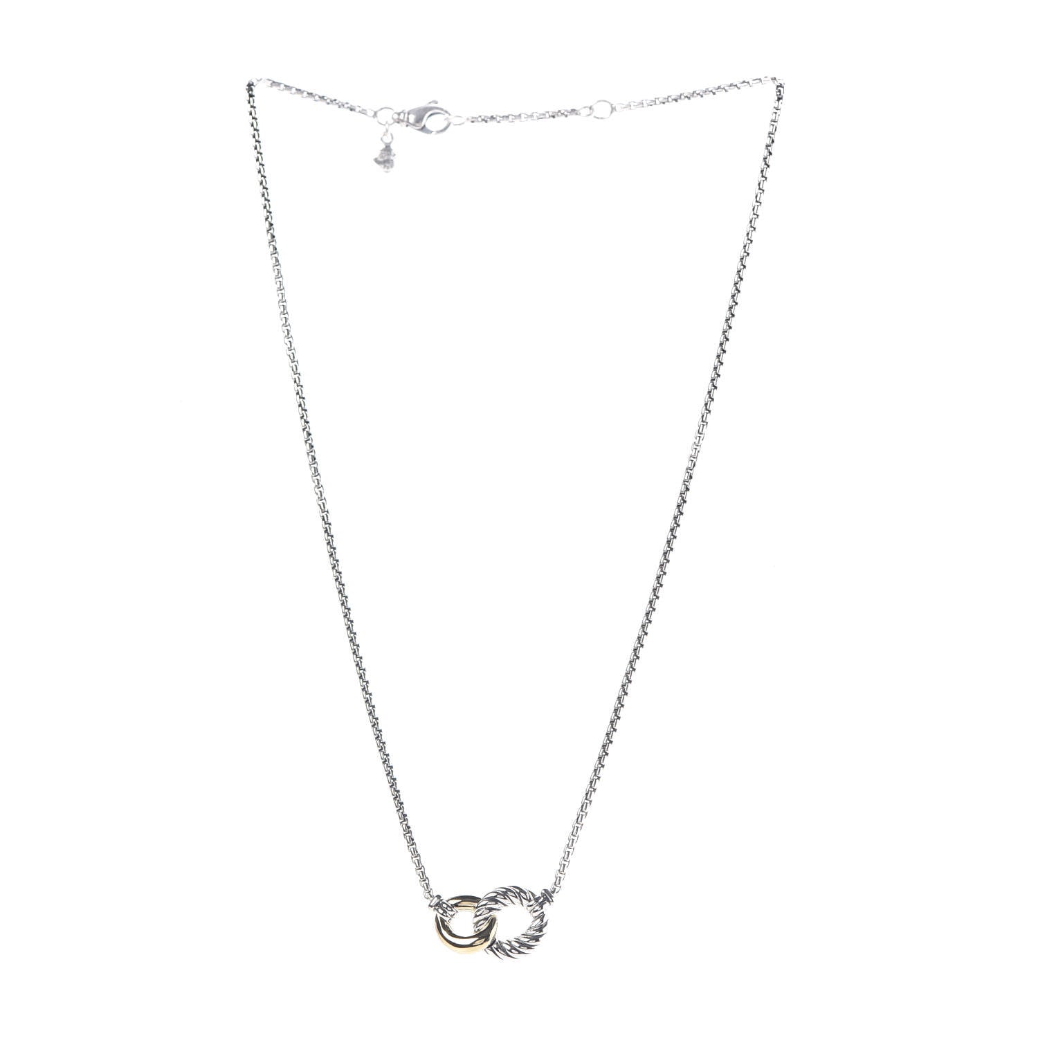 David Yurman Sterling Silver 18K Yellow Gold Belmont Pendant Necklace 3 of 7