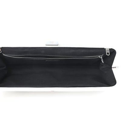 Balenciaga Shiny Supple Calfskin Logo Crocodile Embossed XL Cloud Clutch White 5 of 9