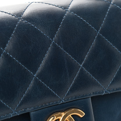 Chanel Glazed Calfskin Quilted Mini Straight Lined Flap Blue 10 of 10