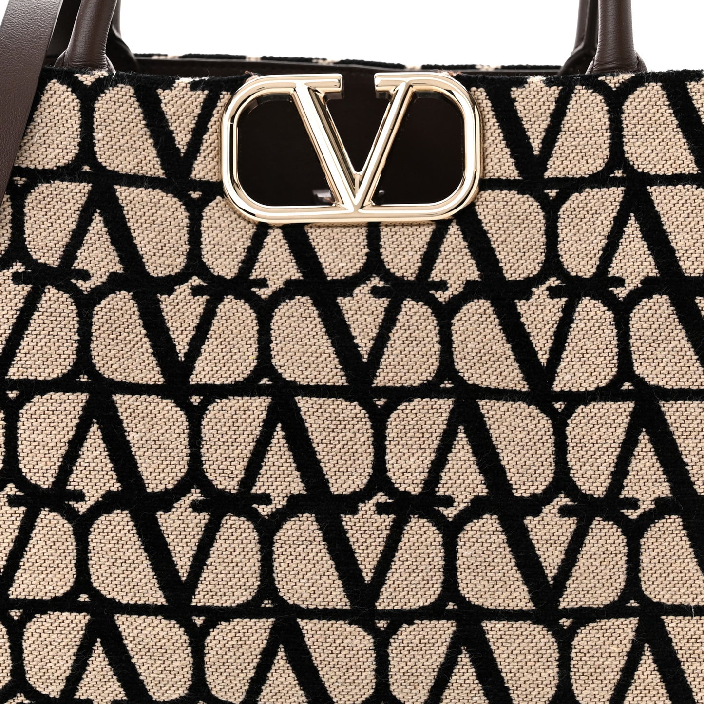 Toile Iconographe Calfskin Medium Vlogo Tote Naturale Black Fondant