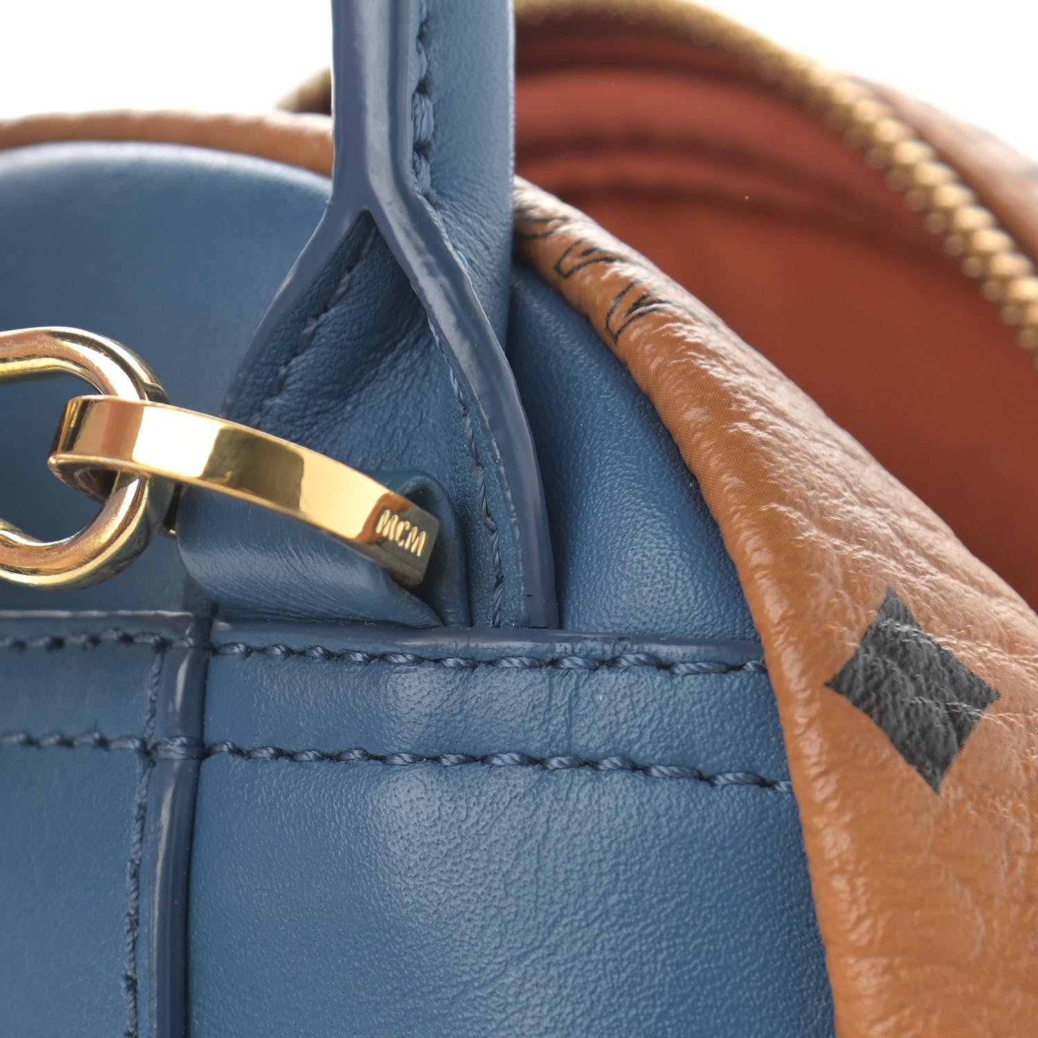 MCM Visetos X-Mini Stark Backpack Cognac Blue 11 of 12