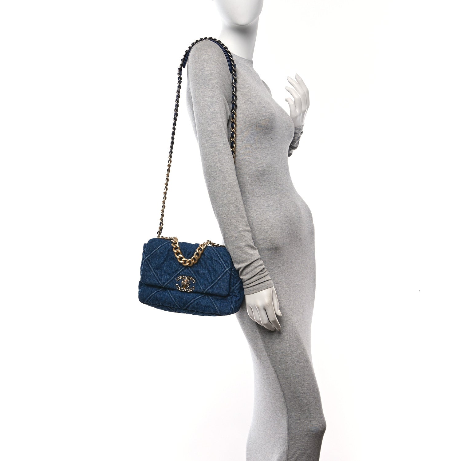 Chanel Denim Quilted Medium Chanel 19 Flap Blue 2 of 11