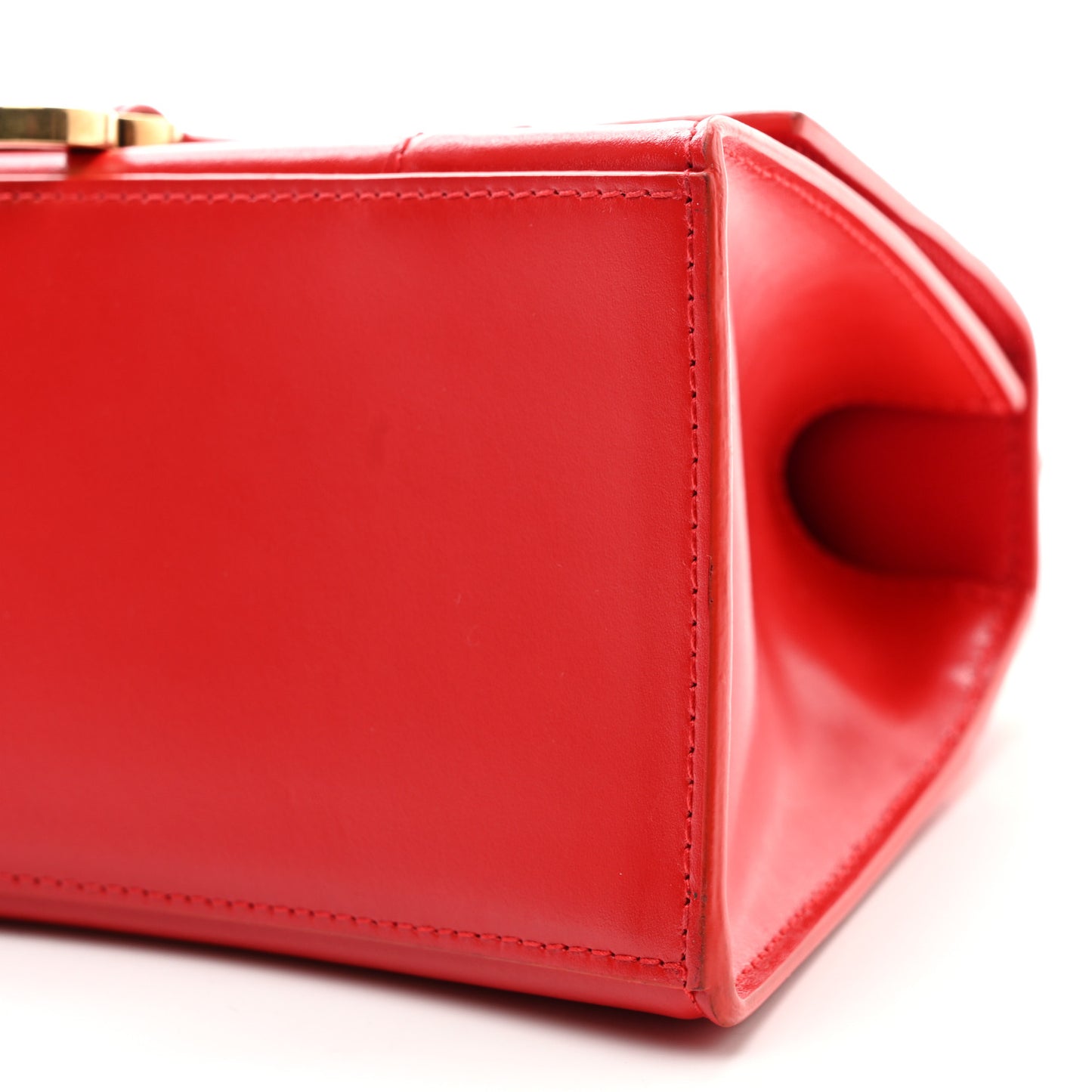 Shiny Box Calfskin Small Hourglass Top Handle Bag Bright Red