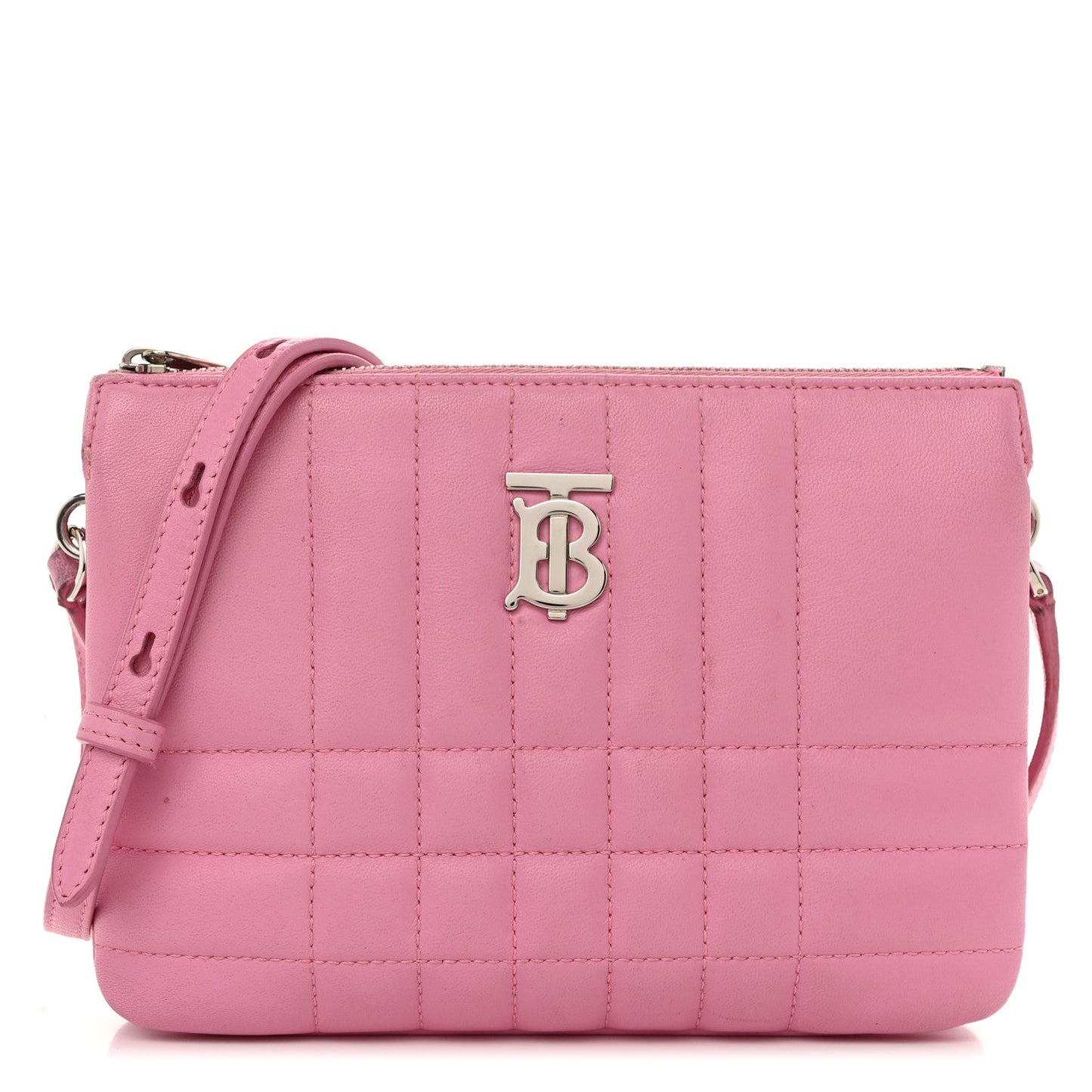 Lambskin Quilted Lola Double Pouch Crossbody Primrose Pink