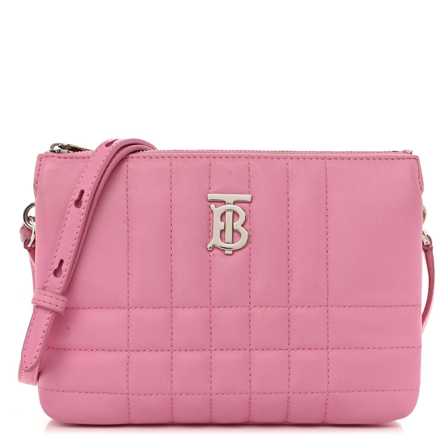 Burberry Lambskin Quilted Lola Double Pouch Crossbody Primrose Pink 1 of 10