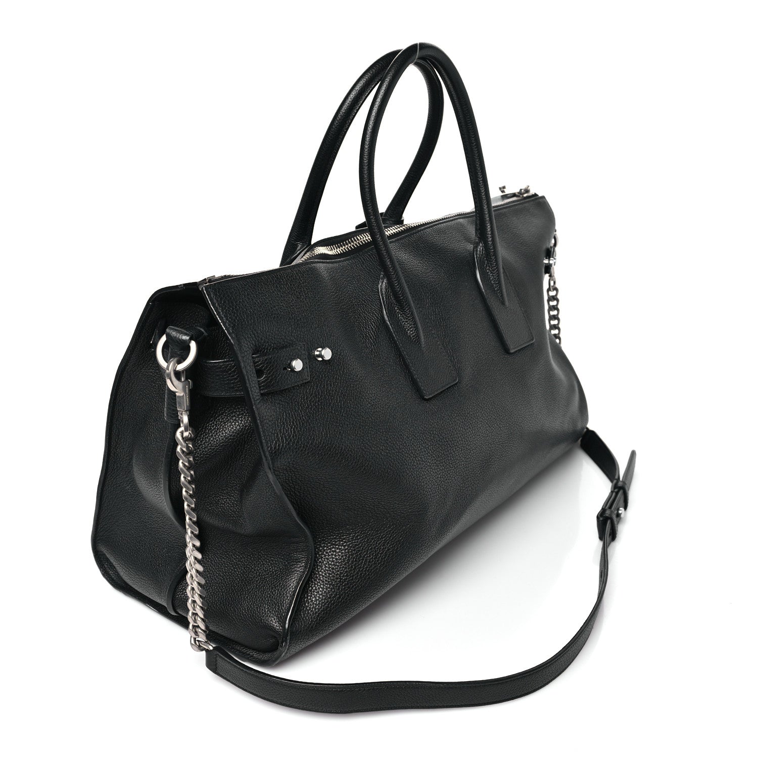 Saint Laurent Grained Calfskin Medium Souple Sac De Jour Duffle Black 3 of 9
