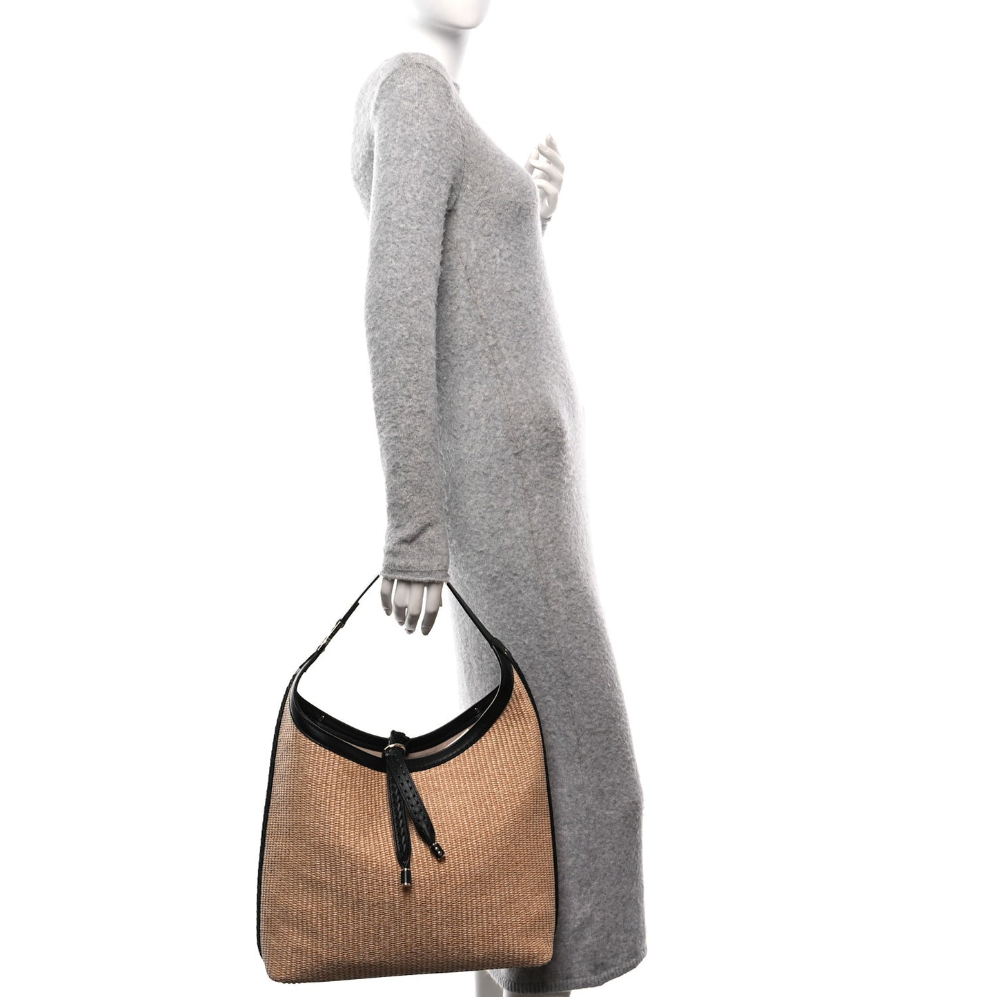 Calfskin Raffia Embroidered Hobo Hot Sand