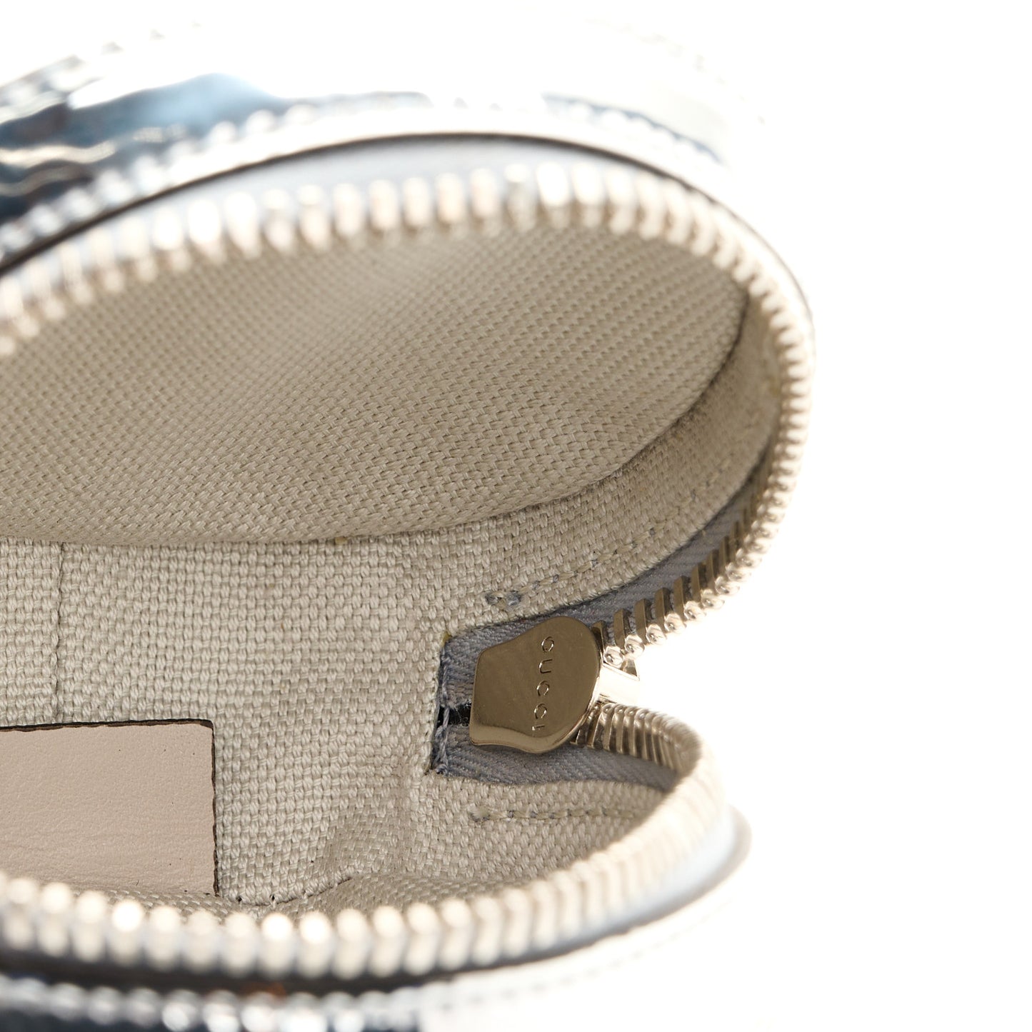 Guccissima Mirror Effect GG Round Coin Purse Silver