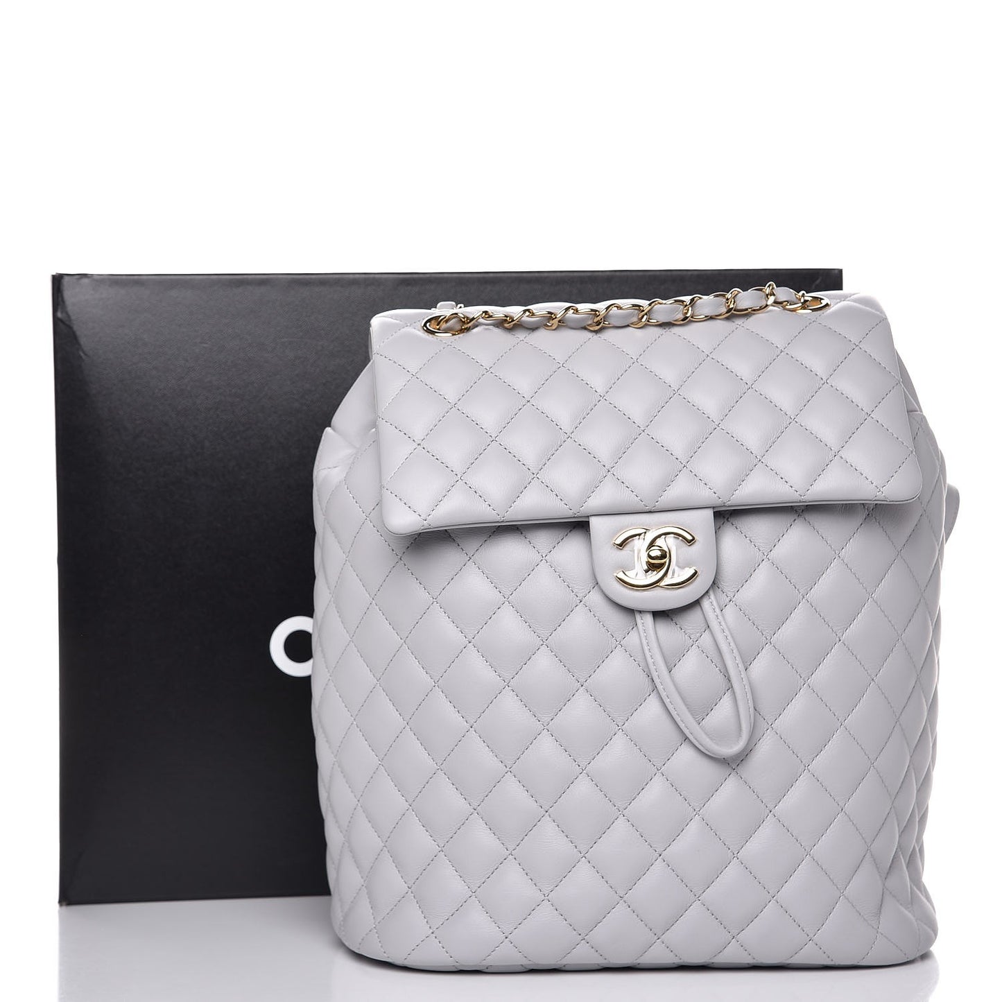 Calfskin Quilted Large Urban Spirit Backpack Grey