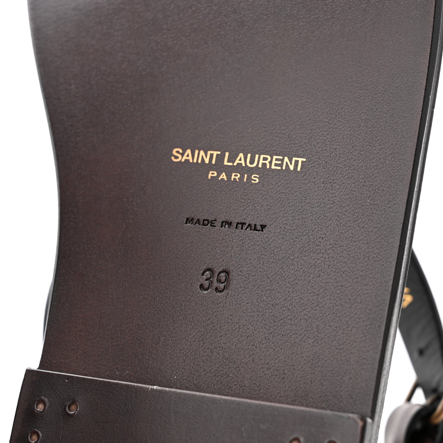 Saint Laurent Calfskin Culver Flat Sandals 39 Dark Brown 7 of 8