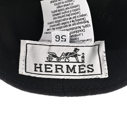 Hermes Cashmere Lambskin Cap 56 Black 6 of 9