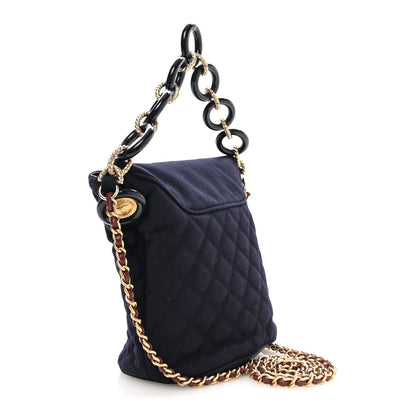 Chanel Wool Lambskin Quilted Paris Hamburg Charms Bucket Bag Dark Navy 2 of 9
