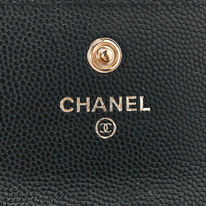 Chanel Caviar Quilted Enamel Coco Casino Flap Card Holder Wallet Black 6 of 12