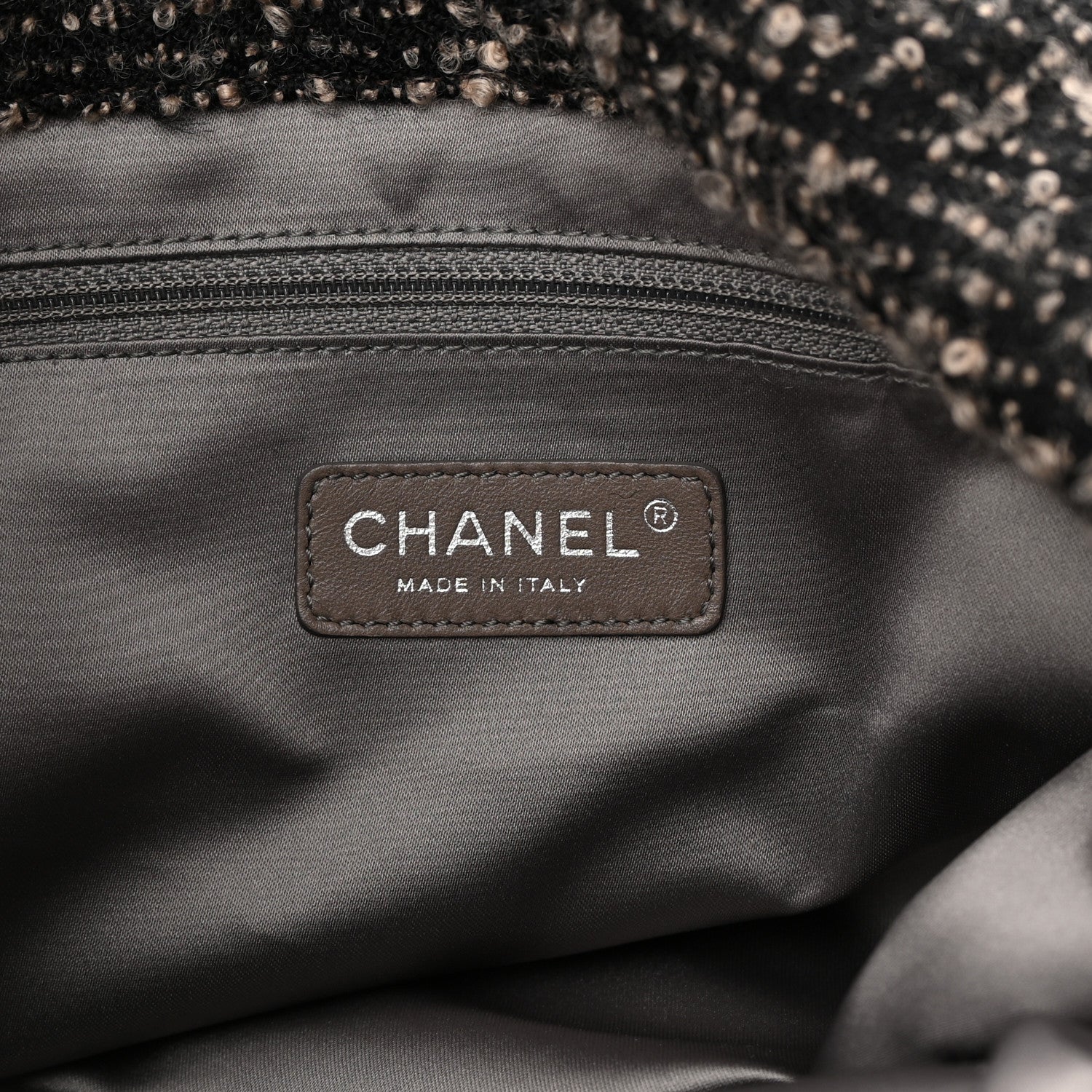 Chanel Tweed Lambskin Drawstring Tweedy Tote Brown 6 of 12