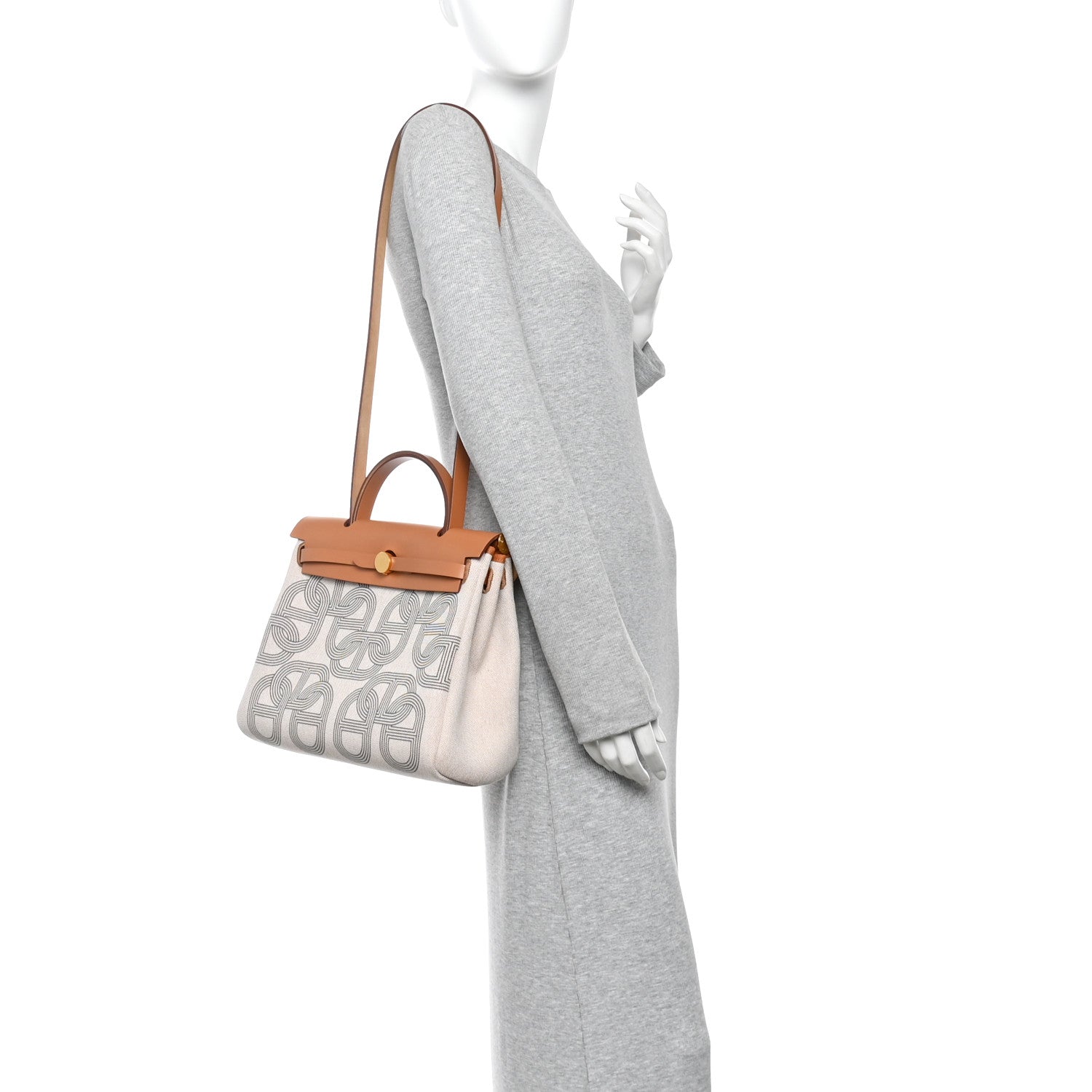 Hermes H Plume Canvas Vache Hunter Circuit 24 Herbag Zip Retourne 31 Gris Meyer Ecru Beige Naturel 2 of 11