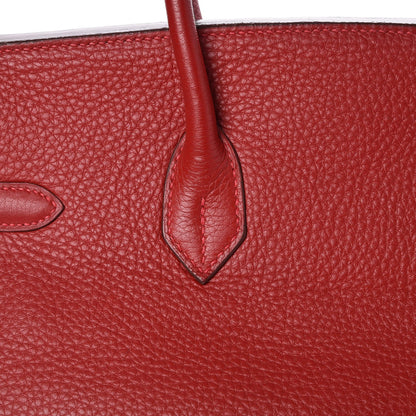 Hermes Taurillon Clemence Birkin 35 Rouge Casaque 29 of 33