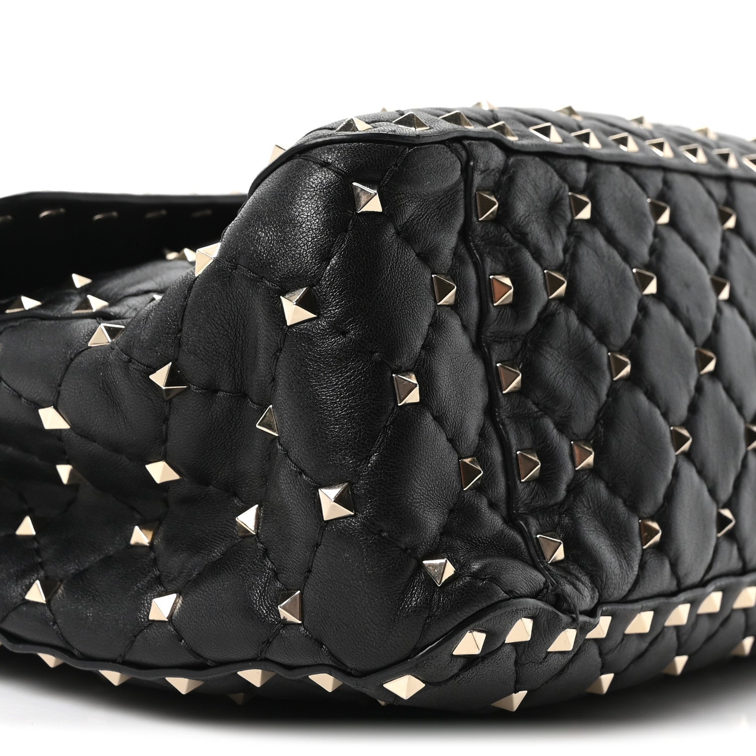 Valentino Garavani Craquele Nappa Large Rockstud Spike Shoulder Bag Black 8 of 9