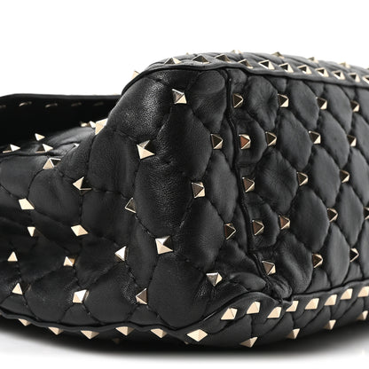 Valentino Garavani Craquele Nappa Large Rockstud Spike Shoulder Bag Black 8 of 9