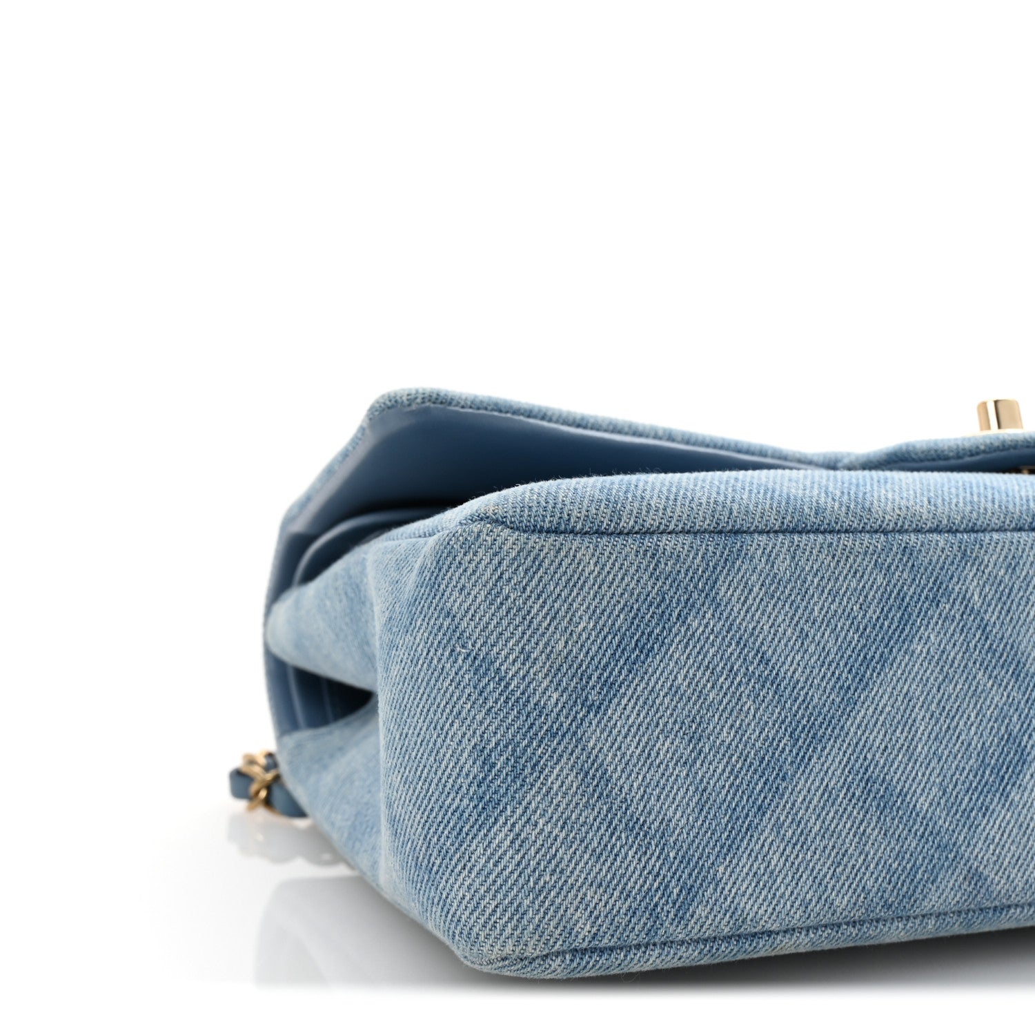 Chanel Printed Denim Quilted Medium Double Flap Light Blue 9 of 10