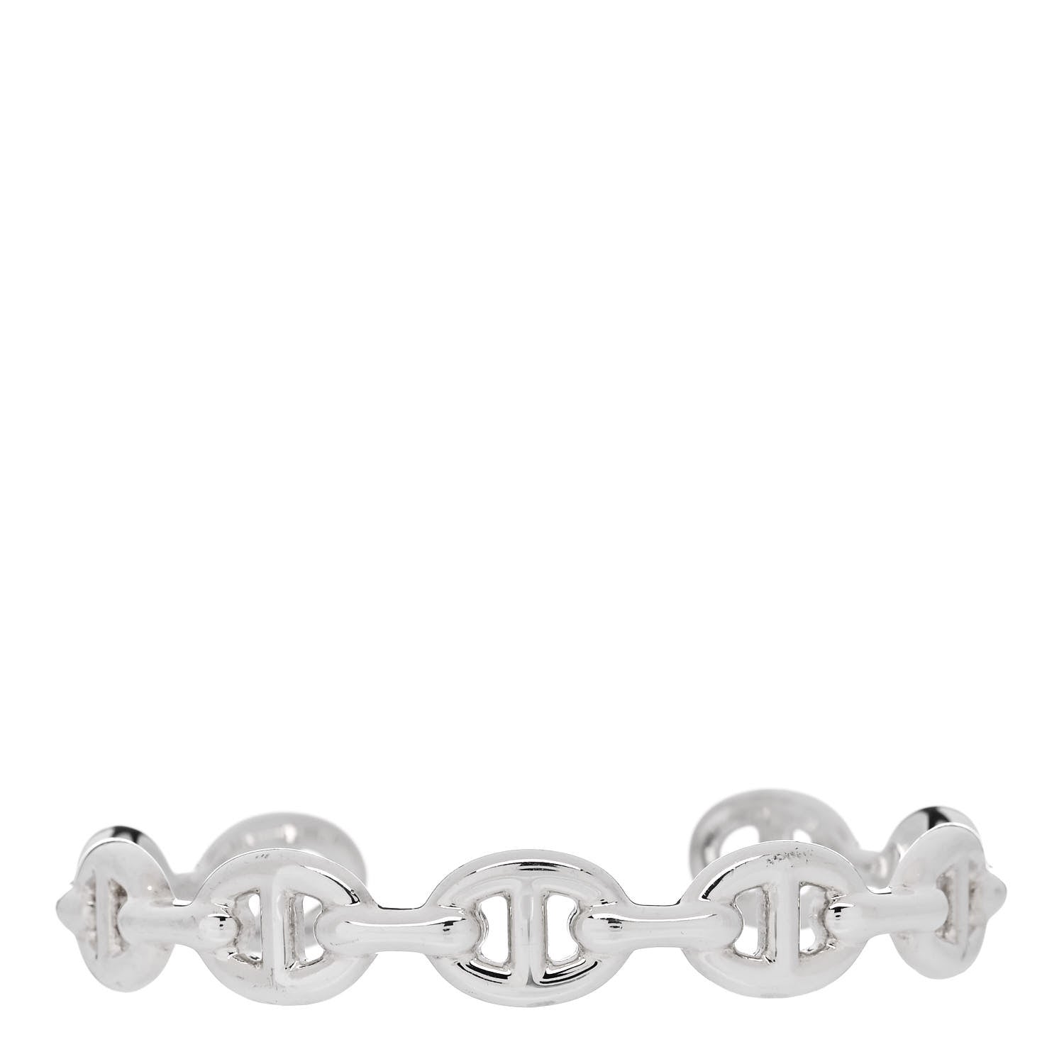 Hermes Sterling Silver MM Chaine d'Ancre Enchainee Cuff Bracelet ST 1 of 5