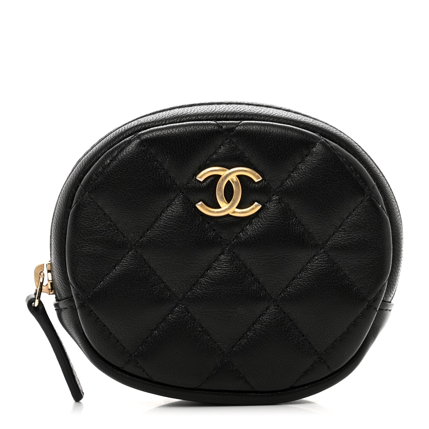 Lambskin Quilted Zip Around Classic Coin Purse Black