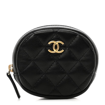 Chanel Lambskin Quilted Zip Around Classic Coin Purse Black 1 of 8