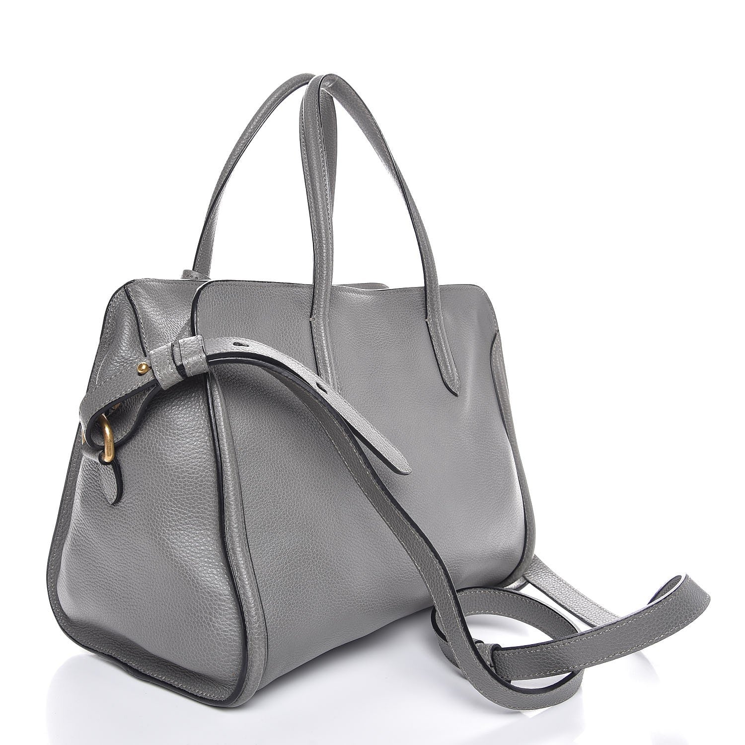 Alexander McQueen Pebbled Calfskin Small Skull Padlock Zip Around Tote Grey 3 of 7