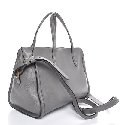 Alexander McQueen Pebbled Calfskin Small Skull Padlock Zip Around Tote Grey 3 of 7