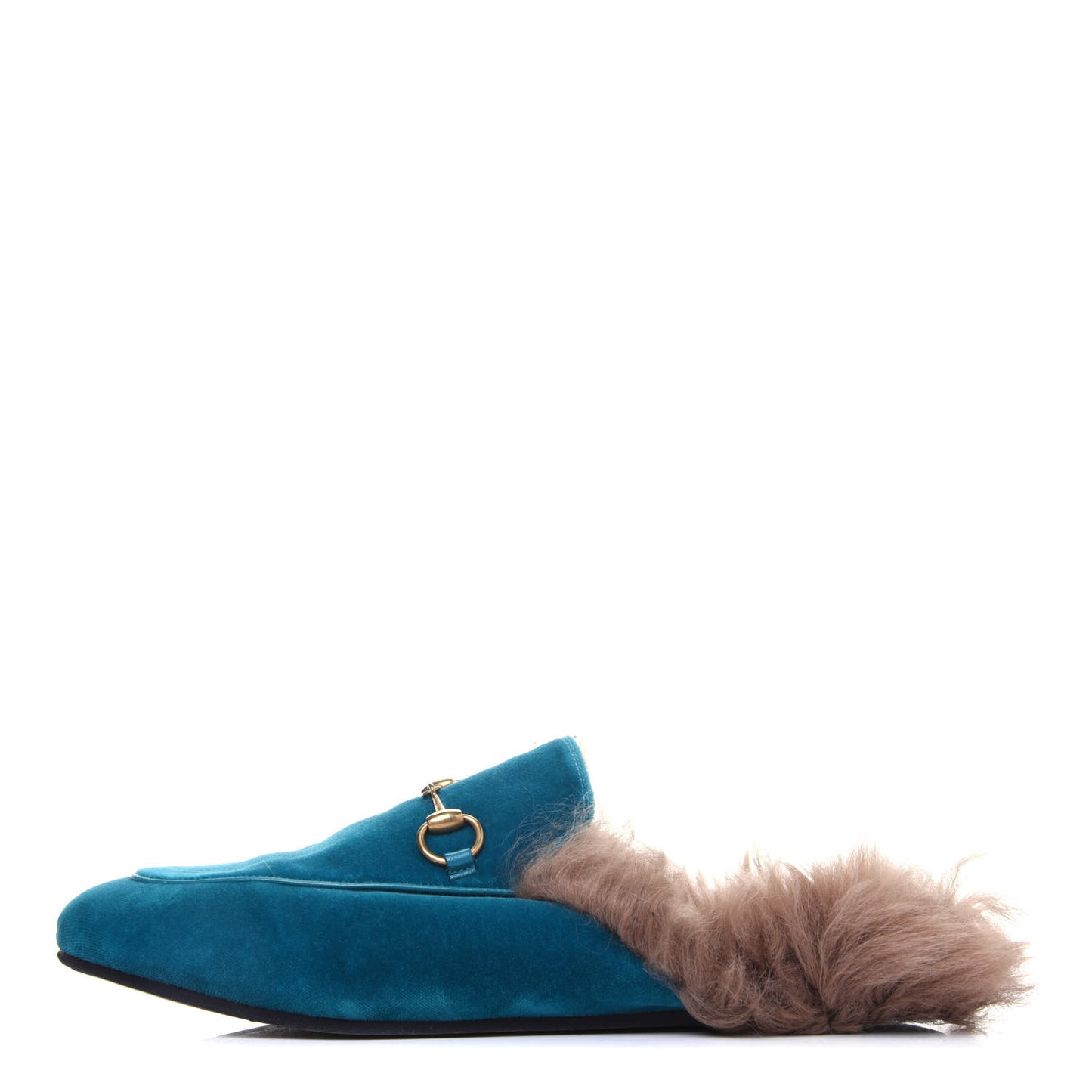 Velvet Fur Womens Princetown Slippers 38 Cyan