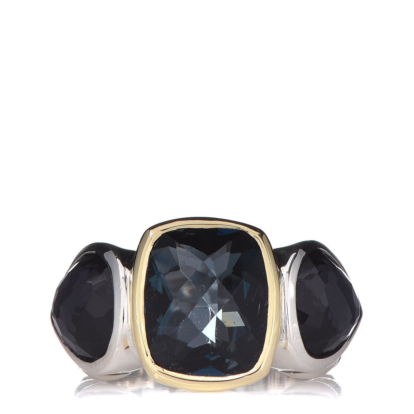 Sterling Silver 18K Yellow Gold Hampton Blue Topaz Black Orchid Cable Cocktail Ring 49 5