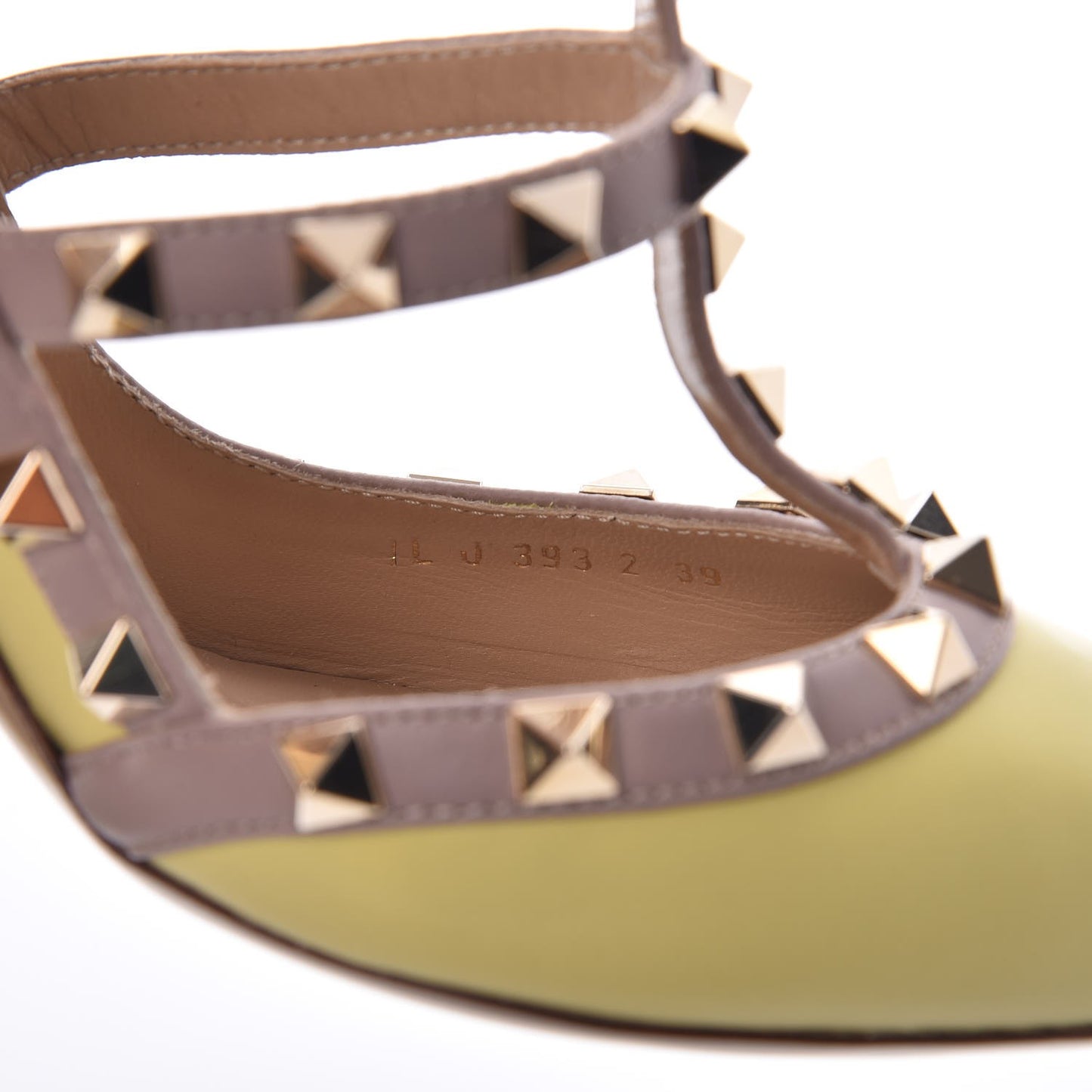 Nappa Rockstud Ankle Strap Pumps 39 Yellow Poudre