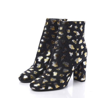 Saint Laurent Jacquard Leopard Loulou Ankle Boots 38 Oro 3 of 9