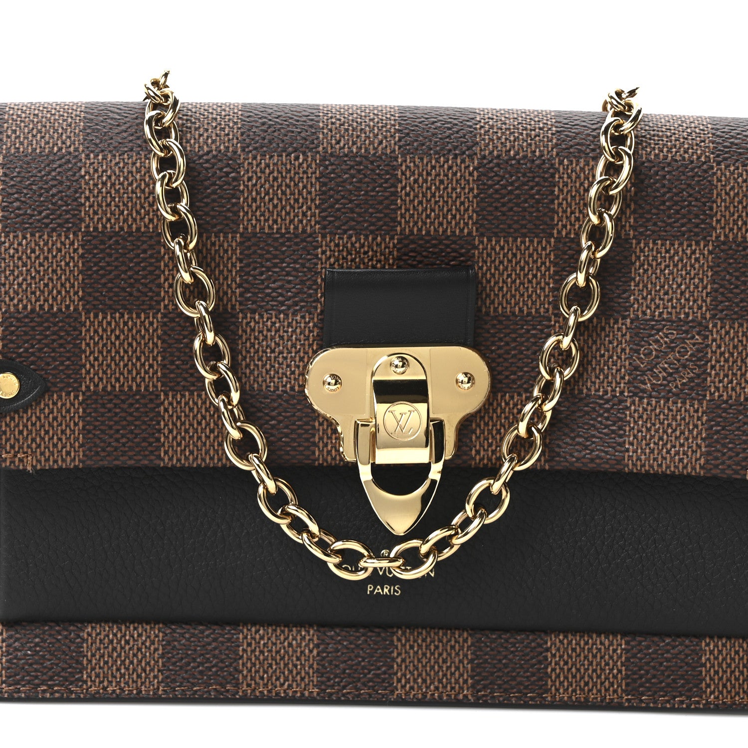 Louis Vuitton Damier Ebene Vavin Chain Wallet Black 7 of 10